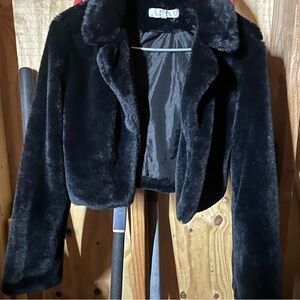 Elegant Black Faux Fur Jacket